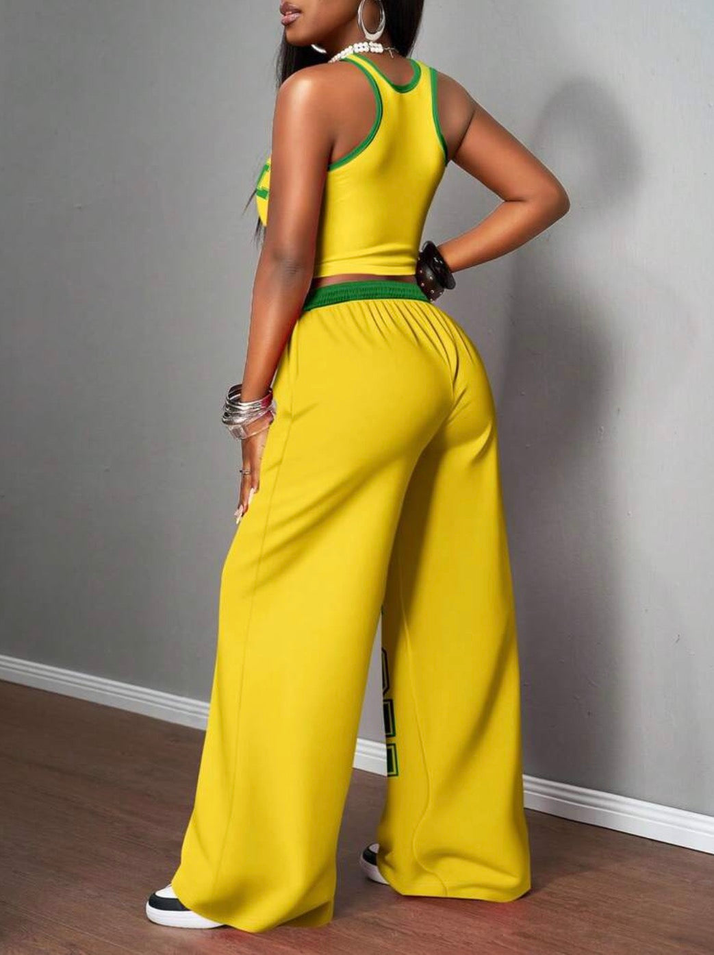 Slaydiva 2pcs/Set Women Casual Street Style Tight Camisole And Loose Pants Outfit, Suitable For Street, Street Fashion,Colorcore Outfits